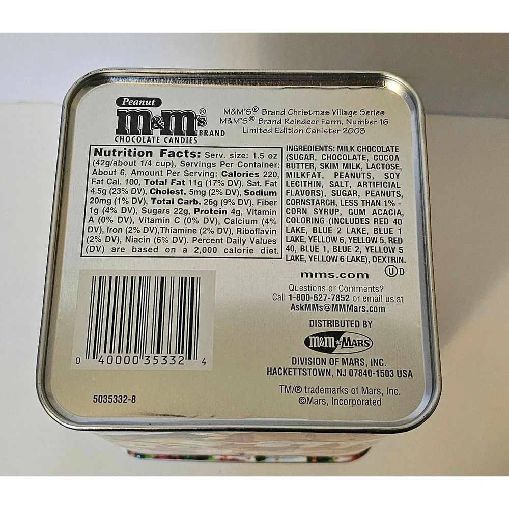 M&M's Reindeer Farm Christmas Village Series Tin 2003 Collectible #16